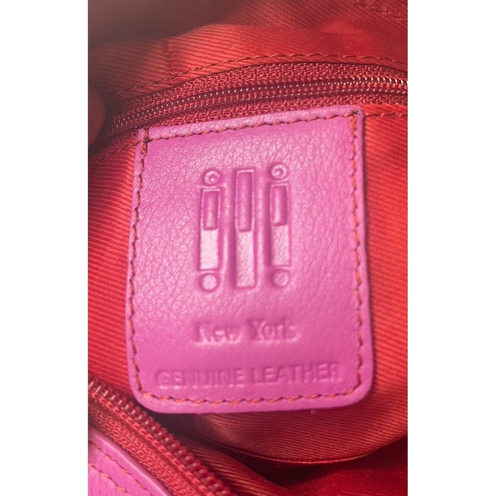 ILI New York NWT Women's Fuchsia Leather Cosmetic Pouch Red Lips‎ Makeup Bag - Picture 3 of 11